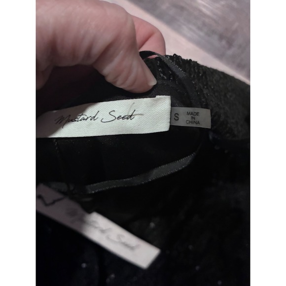 Mustard Seed Black Sequin Embellished Batwing Dolman Sleeve Mini Dress Size S - Picture 2 of 3